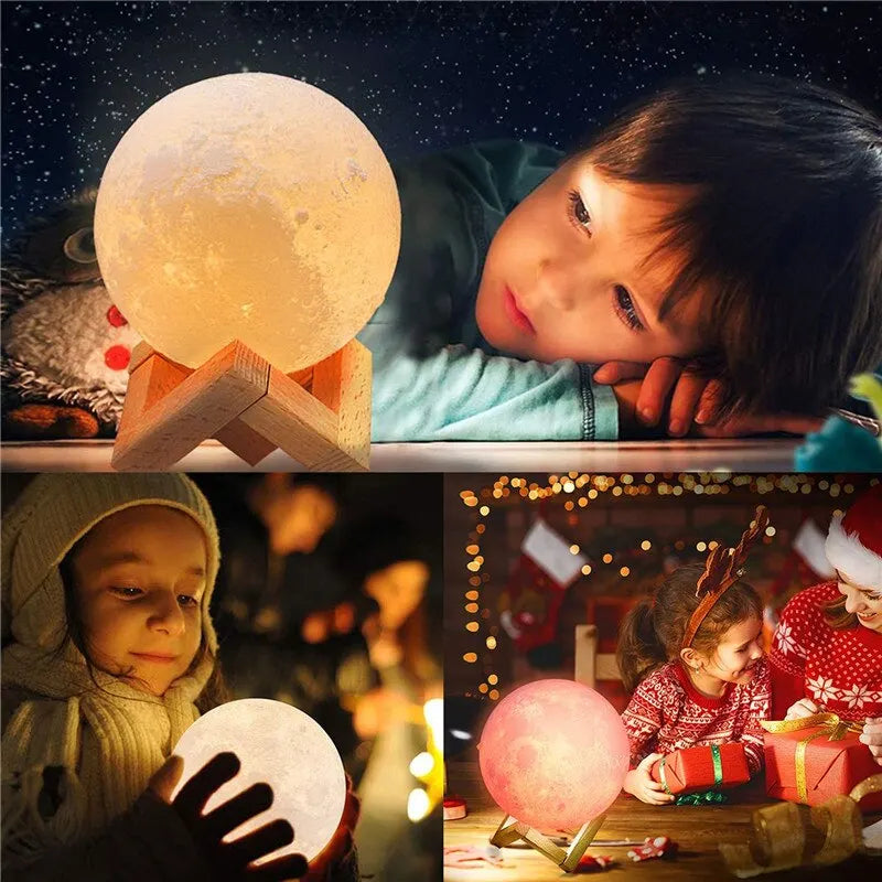 🌙 Luminária Lua 3D LED Recarrregável – Toque de Magia para seu Quarto! 🎁✨