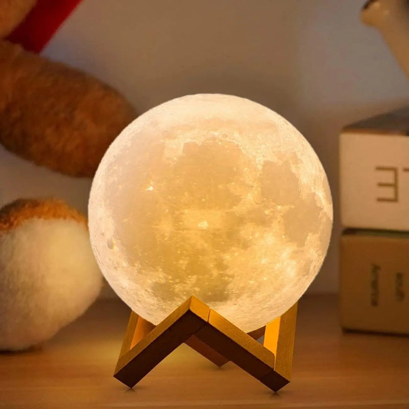 🌙 Luminária Lua 3D LED Recarrregável – Toque de Magia para seu Quarto! 🎁✨